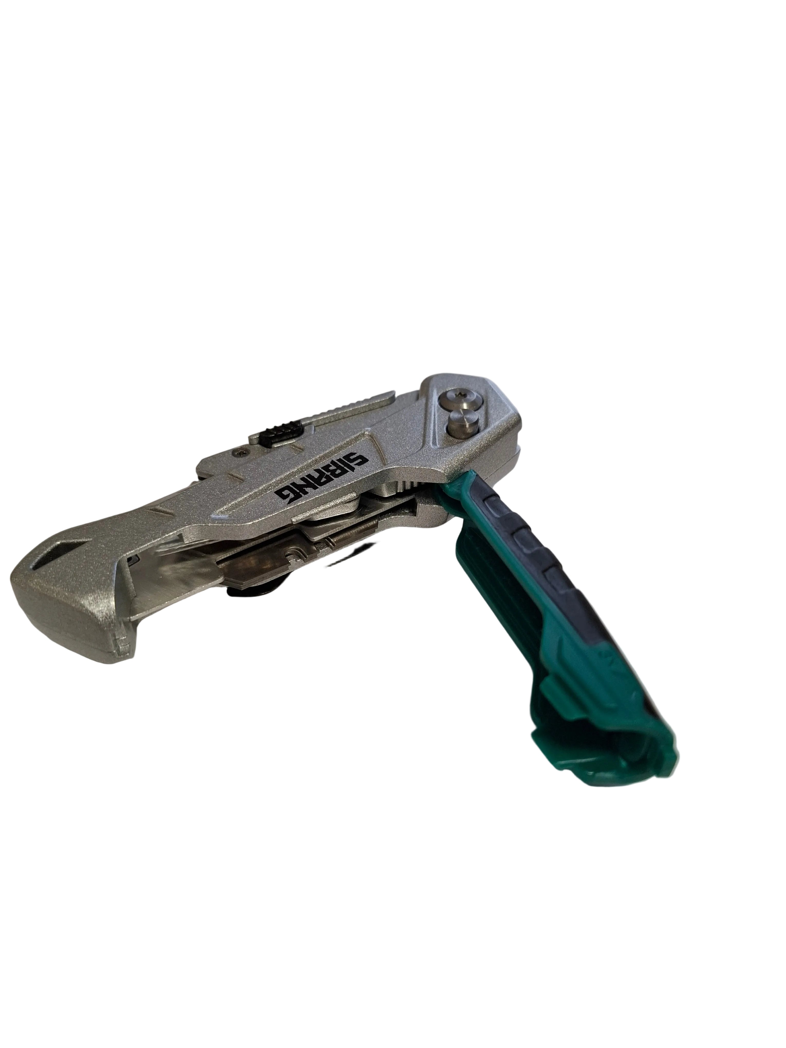 Atlenkiamas kanceliarinis peilis greitai keičiamais ašmenimis