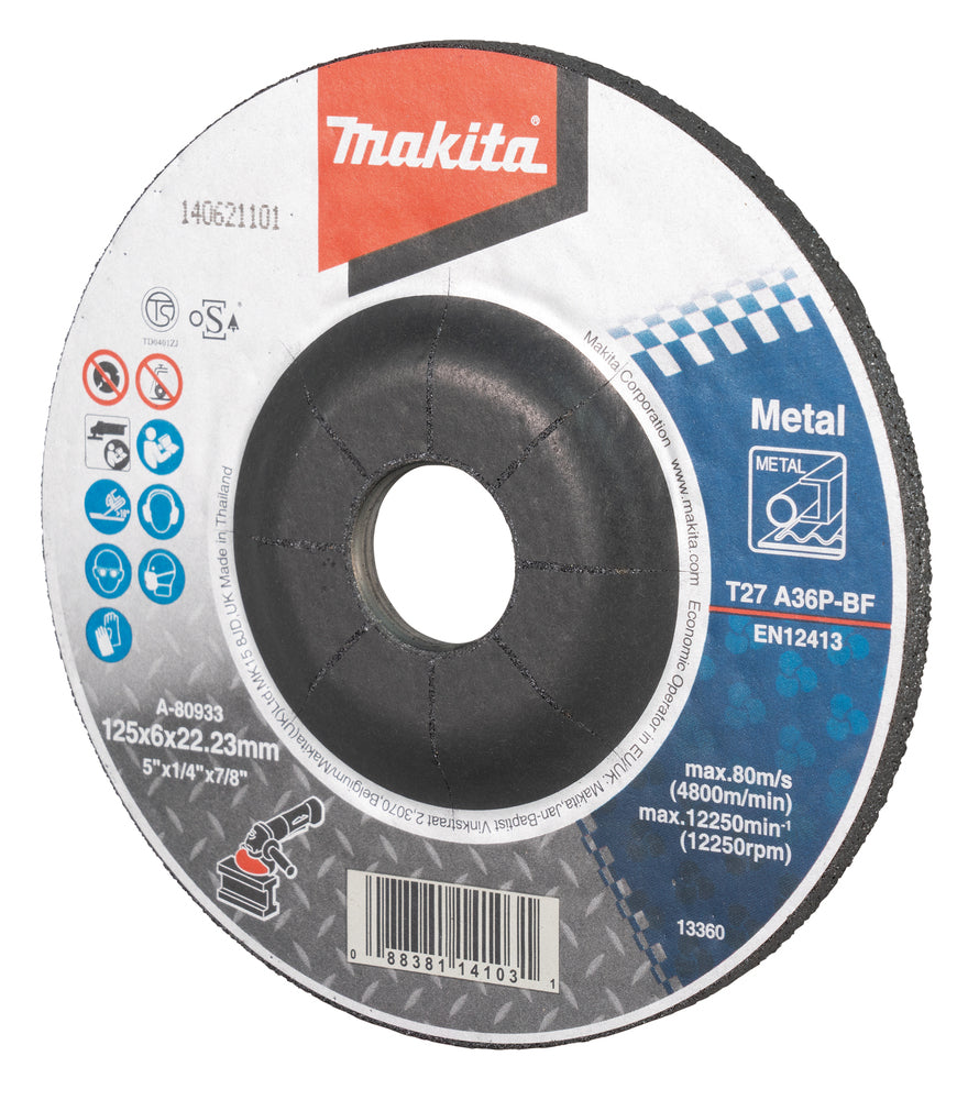 Makita A-80933 Schleifscheibe 125 x 6 mm, A36P, Metall