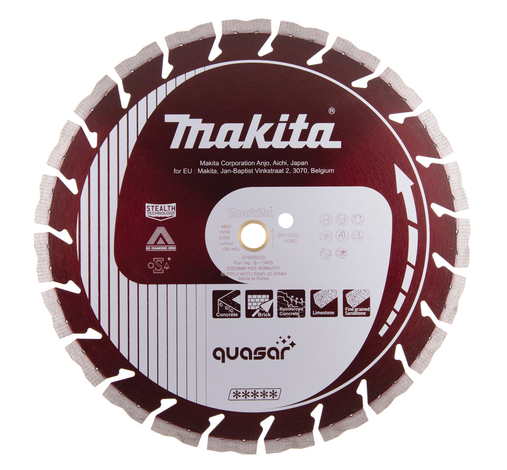 Makita B-13465 Deimantinis diskas 350 mm, „Quasar Stealth“, 3DDG, sausas ir šlapias