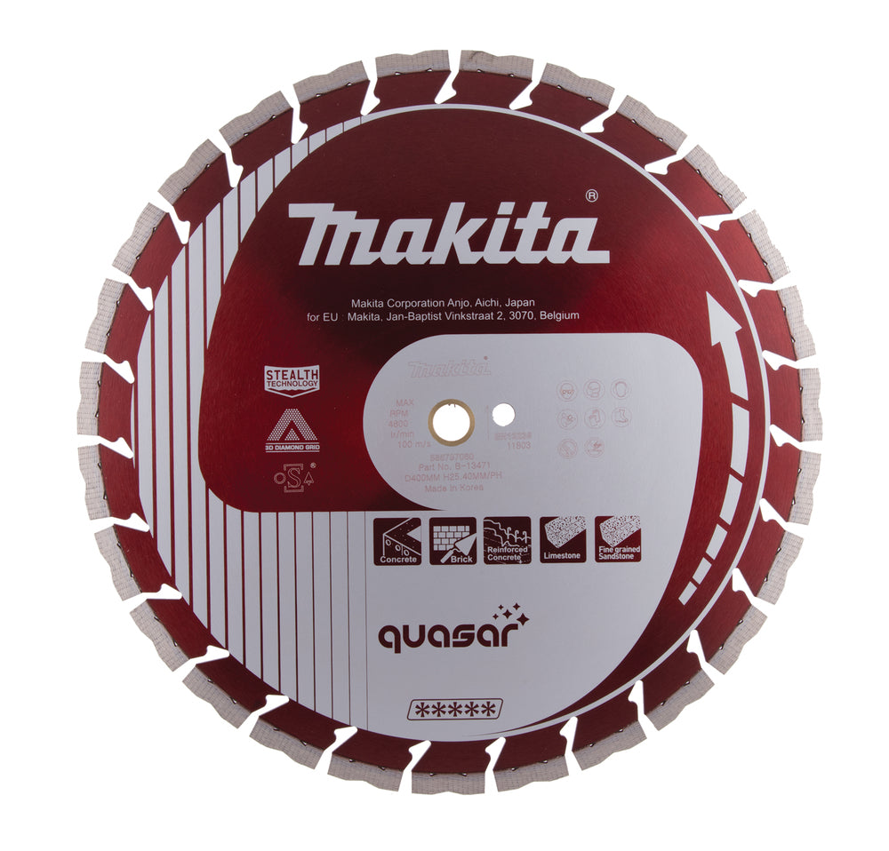 Makita B-13471 Deimantinis diskas 400 mm, Quasar Stealth, 3DDG, Sausas ir šlapias pjovimas