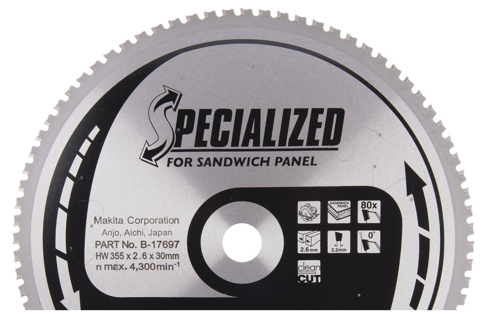 Makita B-17697 circular saw blade for sandwich panel SPECIALIZED 355x30x2,6 80T