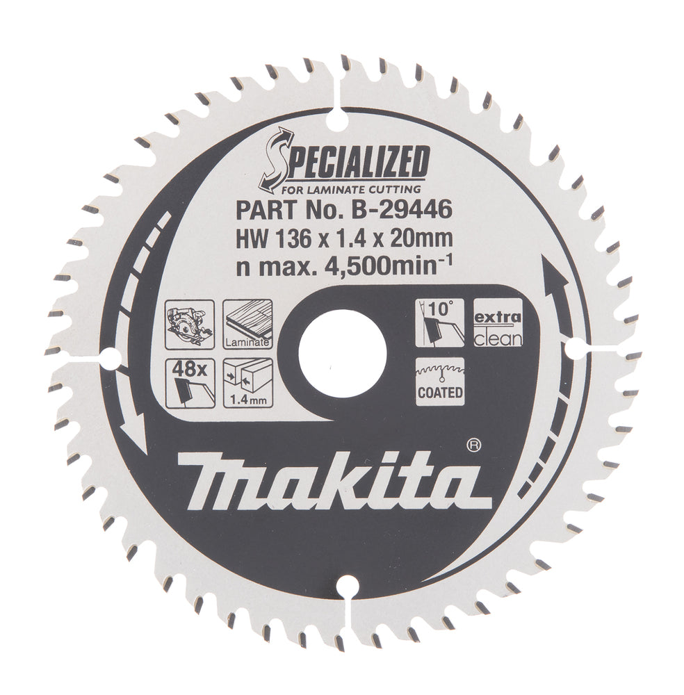 Makita B-29446 Kreissägeblatt, Specialized T.C.T, 136 x 20 mm, 48 Z