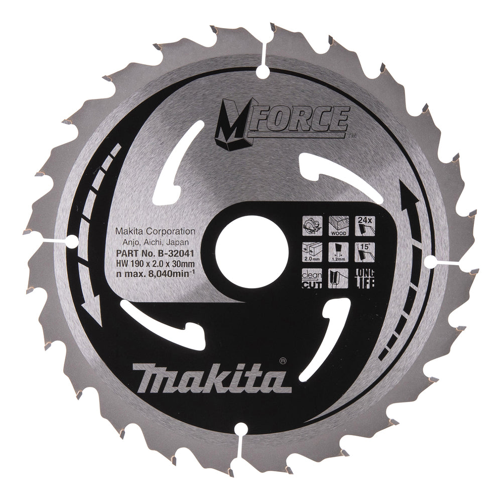 Makita B-32041 T.C.T. Sägeblatt 190x2x30mm 15° T24 M-FORCE