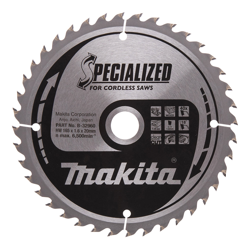 Makita B-32960 T.C.T. pjūklas SPECIALIZED 165X1.6X20mm 18° T40
