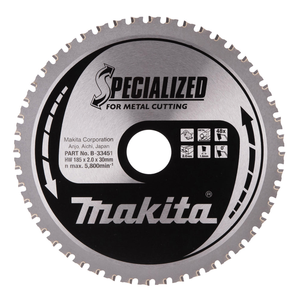 Makita B-33451 T.C.T. Sägeblatt 185X2X30mm 0° T48 SPEZIAL für Metallzuschnitte