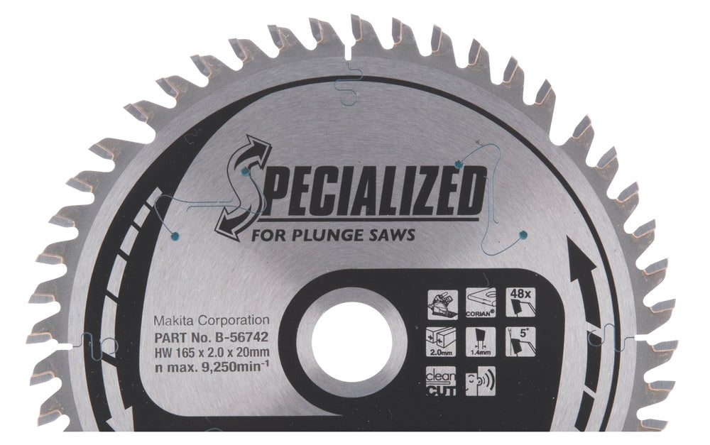 Makita B-56742 Kreissägeblatt, Specialized T.C.T., 165 x 20 mm, 48 T