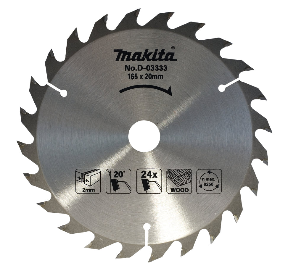 Makita D-03333 T.C.T. Sägeblatt 165X2X20mm 20° Z24 Standard für Holz