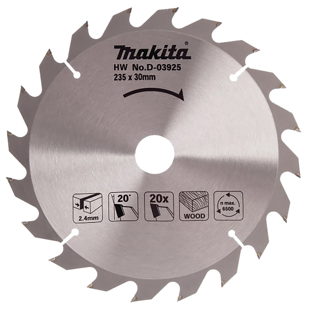 Makita D-03925 Kreissägeblatt, Standard T.C.T., 235 x 30 mm, 20 T