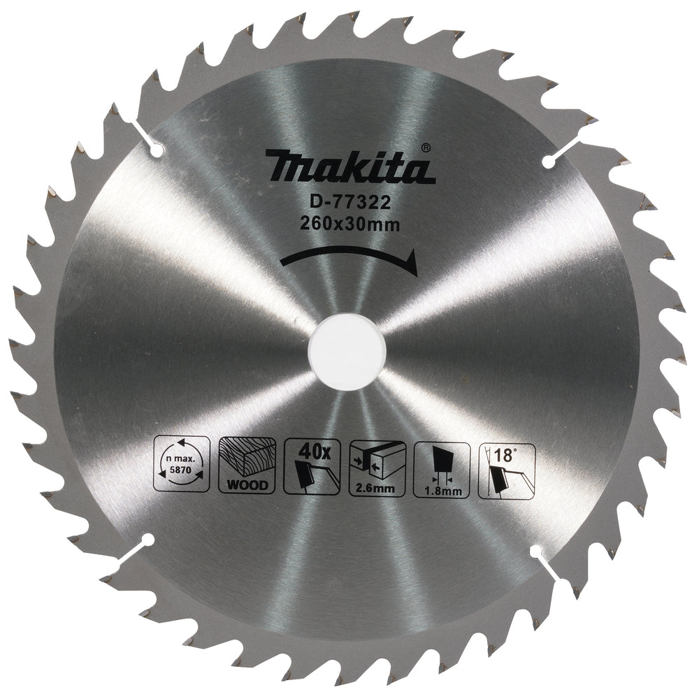 Makita D-77322 Kreissägeblatt, T.C.T. 260x30mm 40Z