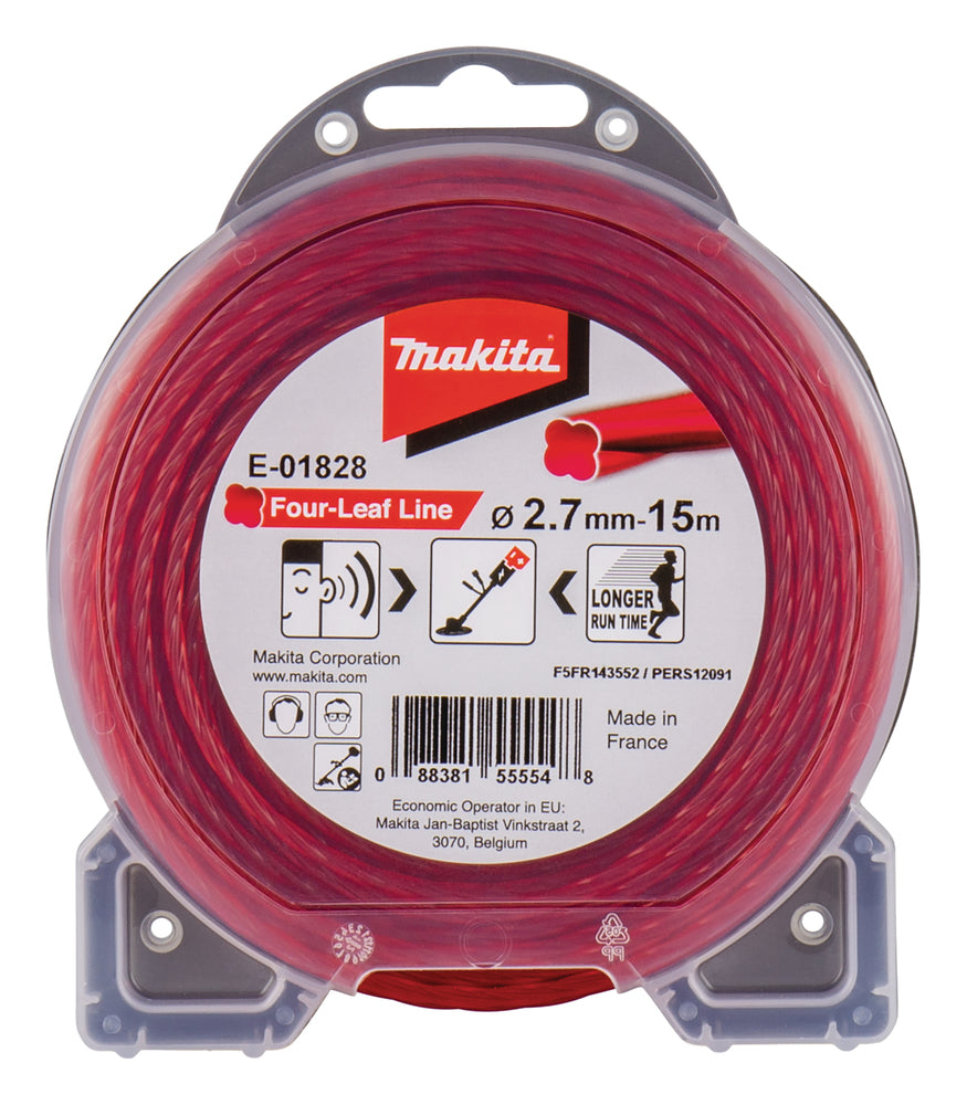 Makita E-01828 keturių lapelių nailoninė žoliapjovės virvelė 2,7 mm x 15 m