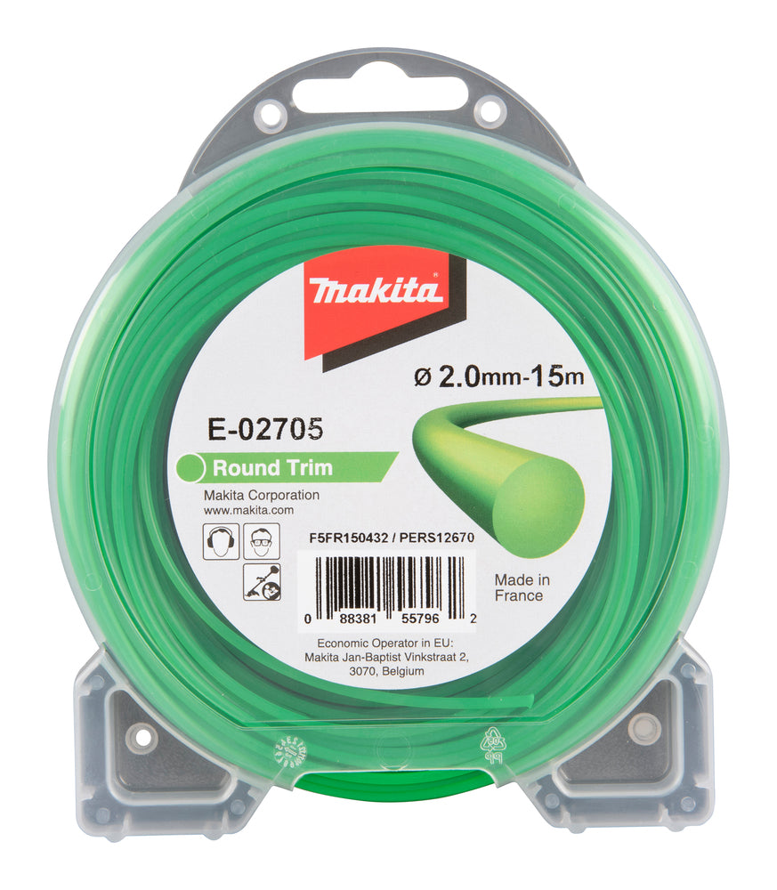 Makita E-02705 Apvalios formos nailoninė pjovimo valas, 2,0 mm x 15 m