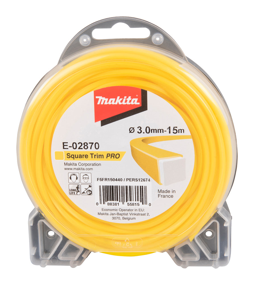 Makita E-02870 kvadratinė žoliapjovės nailoninė virvelė, 3,0 mm x 15 m