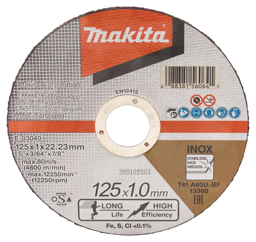 Makita E-03040-12 Trennscheibe 125 x 1,0 x 22,23 mm, A60U