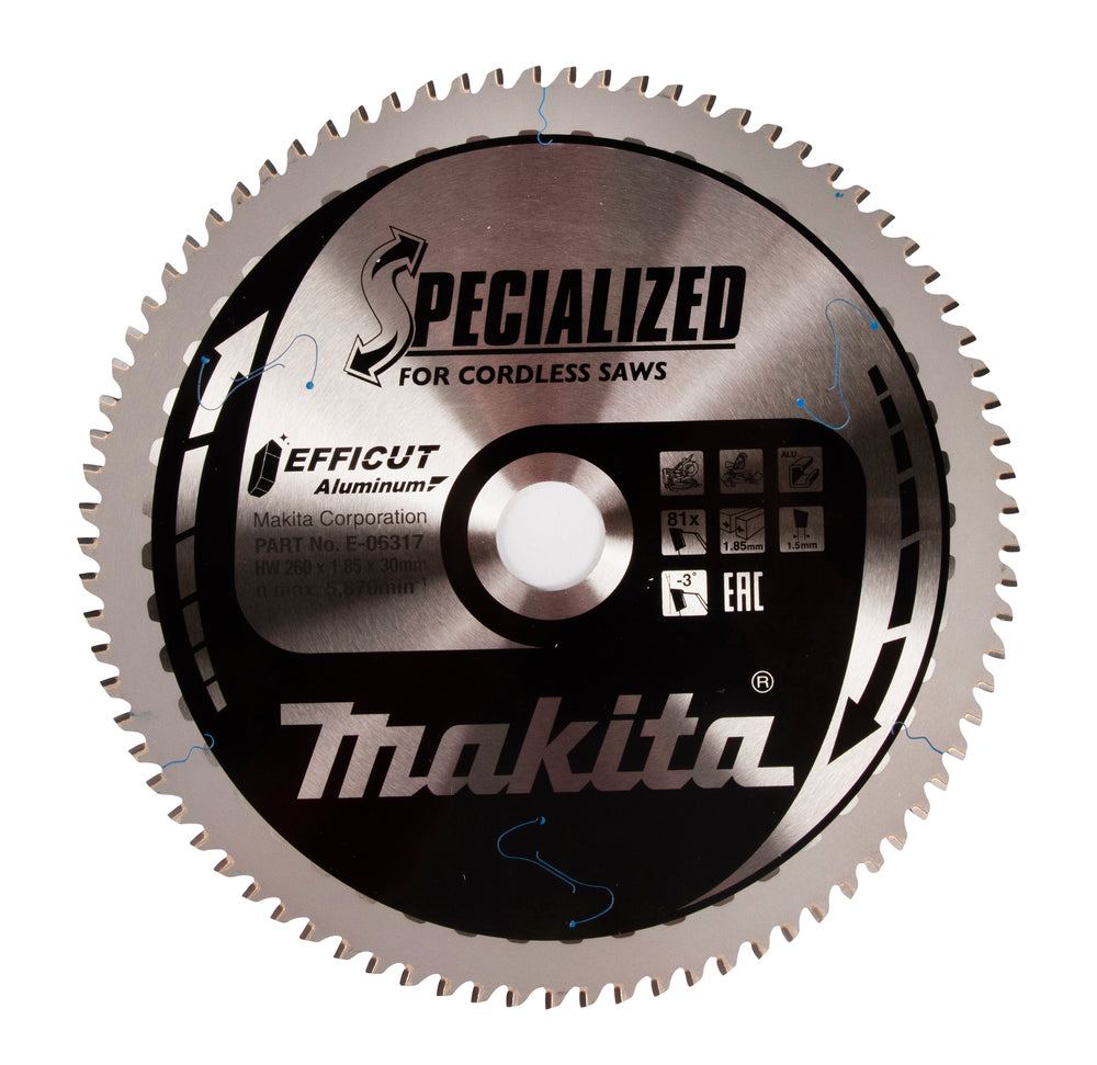 Makita E-06317 HM-Sägeblatt 260x30x1,85mm, T-81, EFFICUT Aluminium