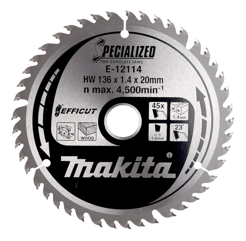 Makita E-12114 Kreissägeblatt, Efficut T.C.T, 136 x 20 mm, 45 Zähne