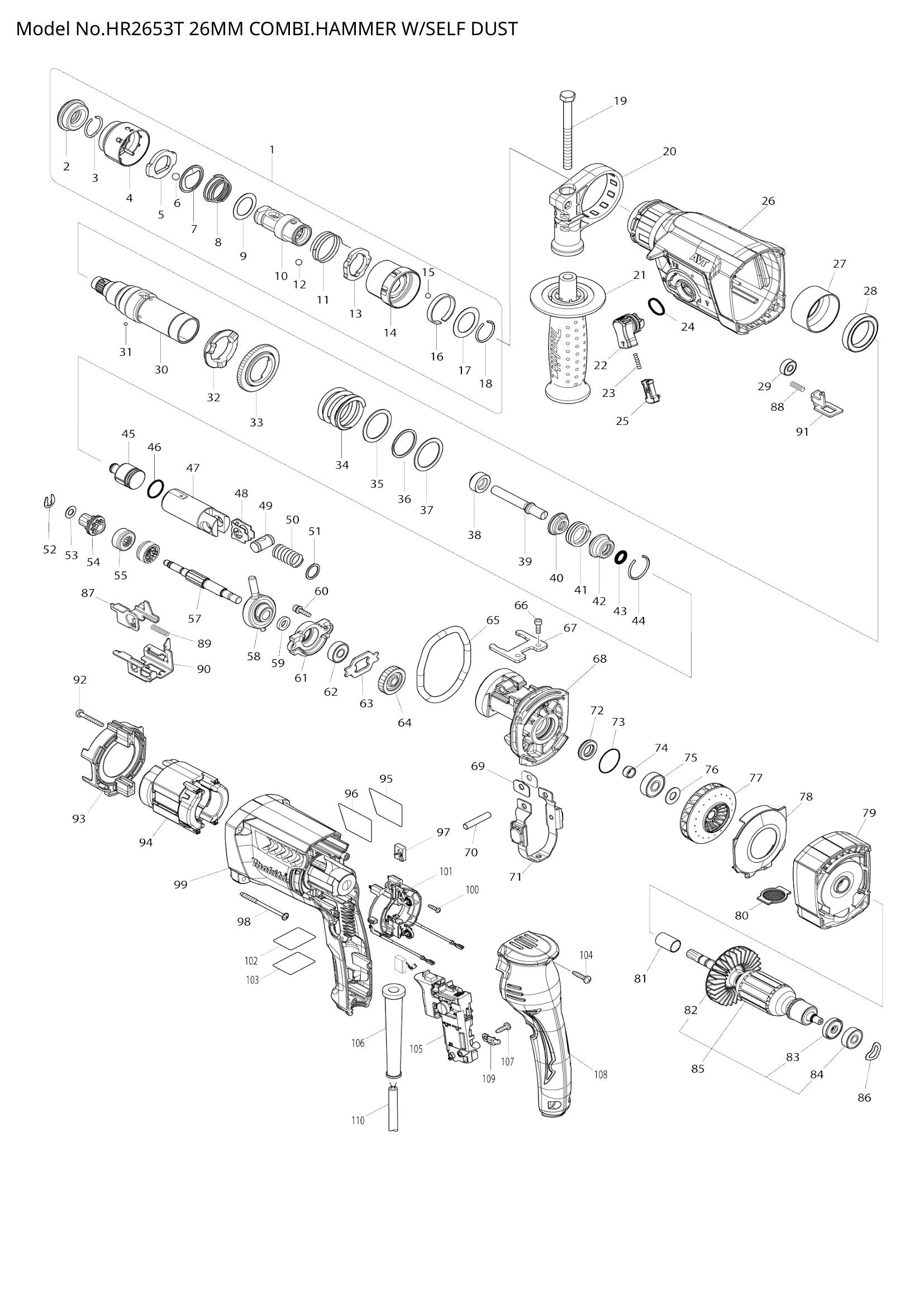 HR2653T exploded view