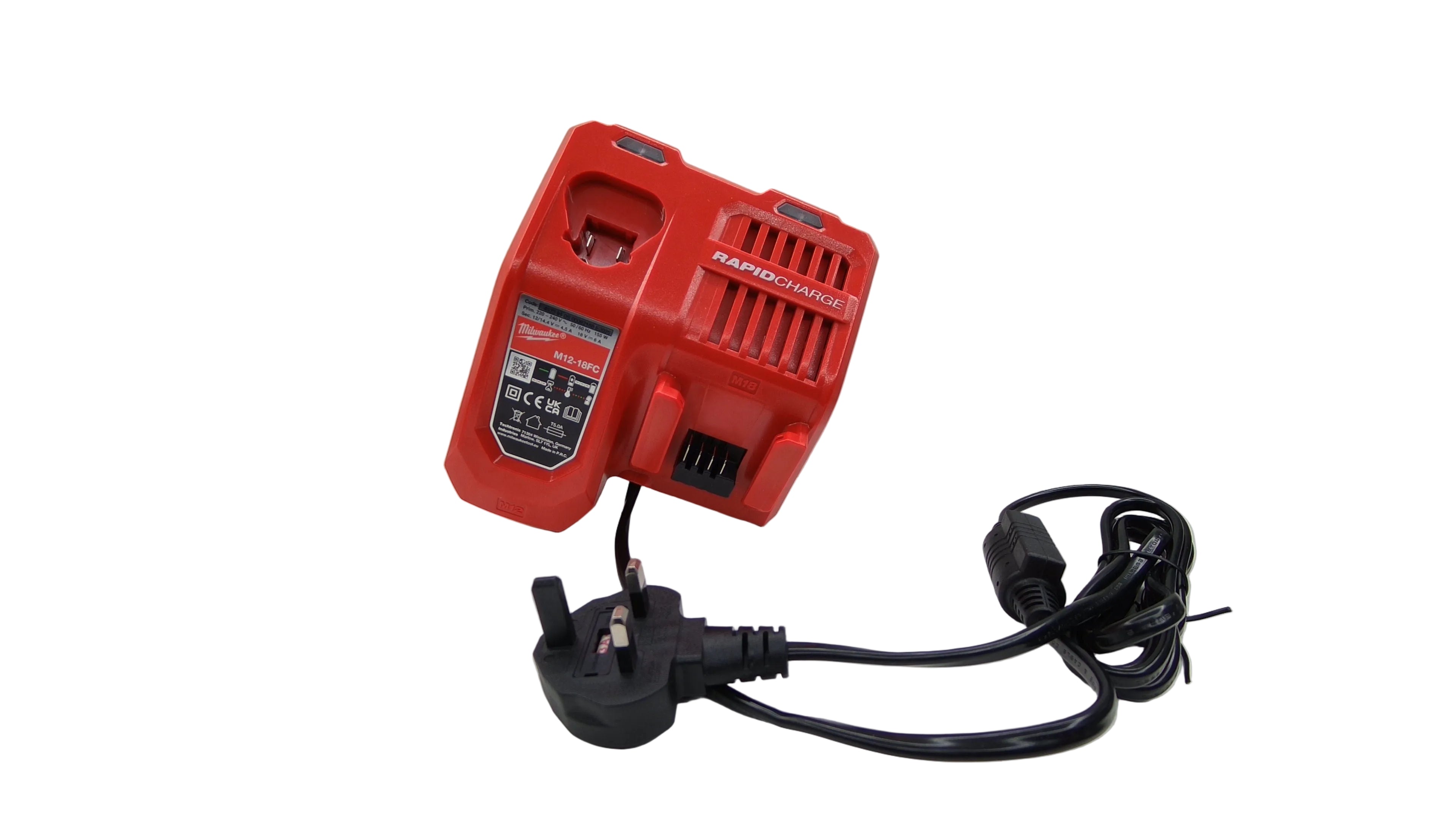 Milwaukee M12-18FC rapidcharge greito krovimo kroviklis M18 ir M12 akumuliatoriams su UK kištuku