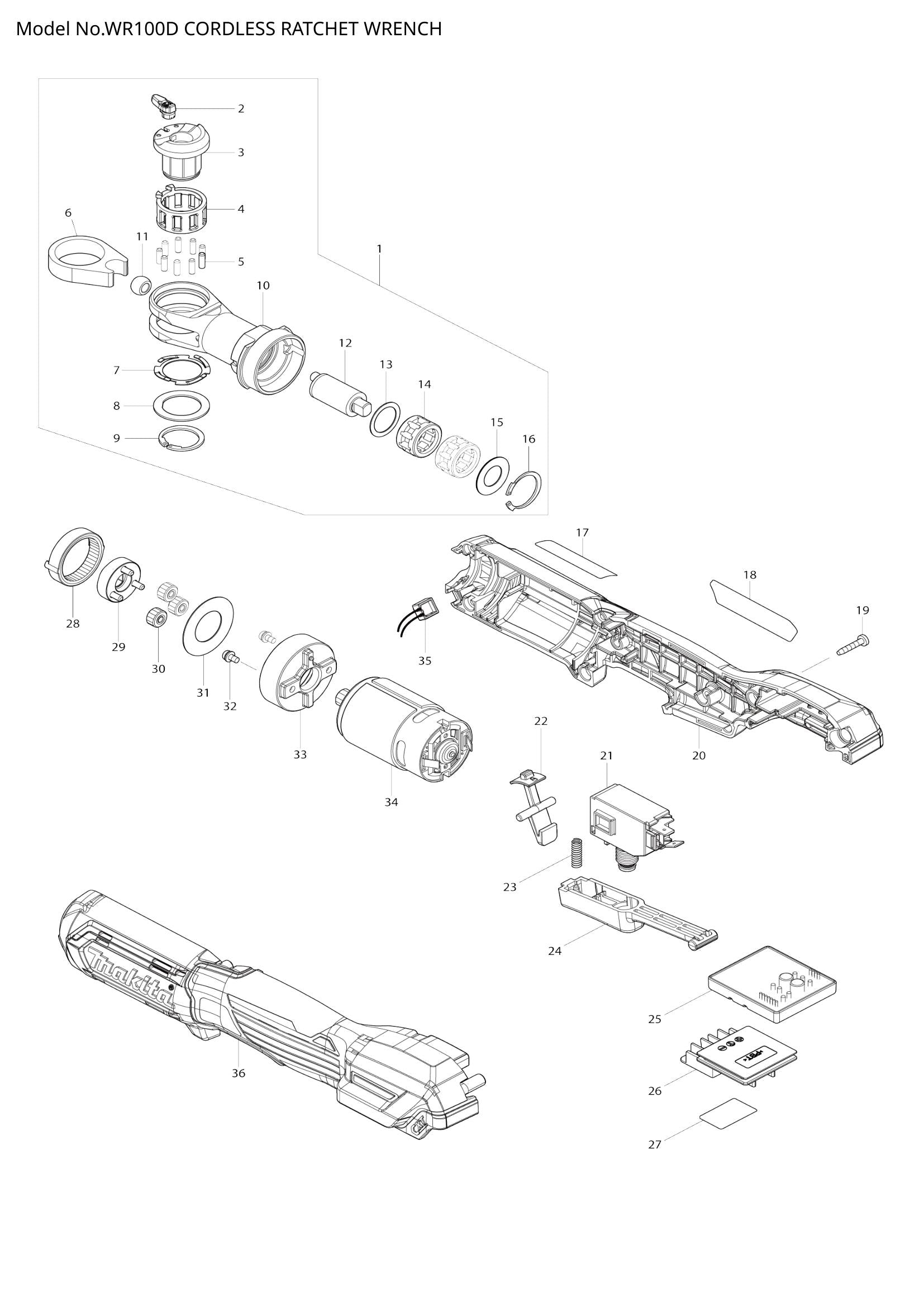 WR100D exploded view