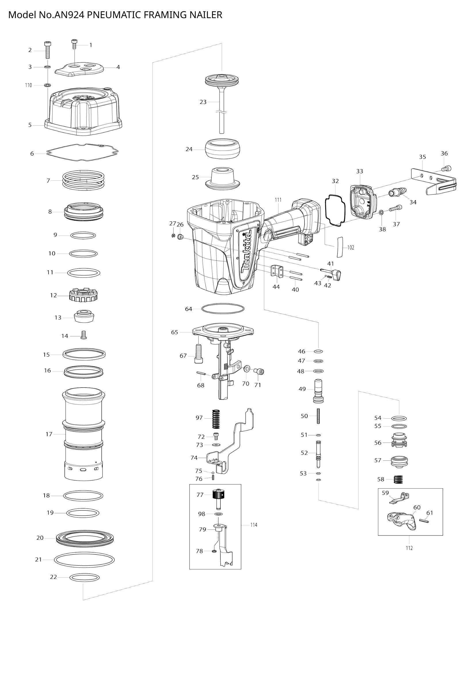 AN924 exploded view