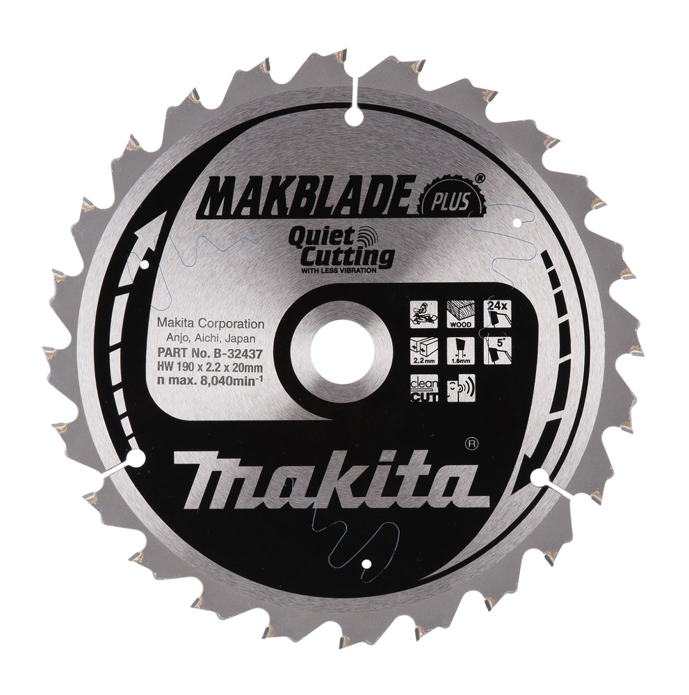 Makita B-32437 T.C.T. Sägeblatt 190X2.2X20mm 5° T24 MAKBLADE PLUS