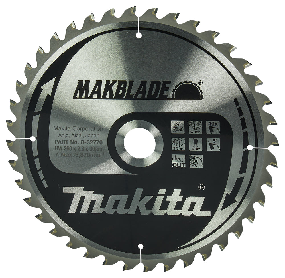 Makita B-32770 HM-Sägeblatt 260X2.3X30mm 5° T40 MAKBLADE