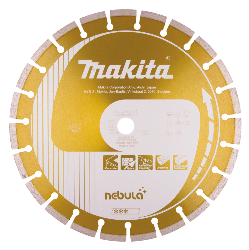 Makita B-54053 deimantinis diskas 350 mm, Nebula, šlapiam ir sausam pjovimui