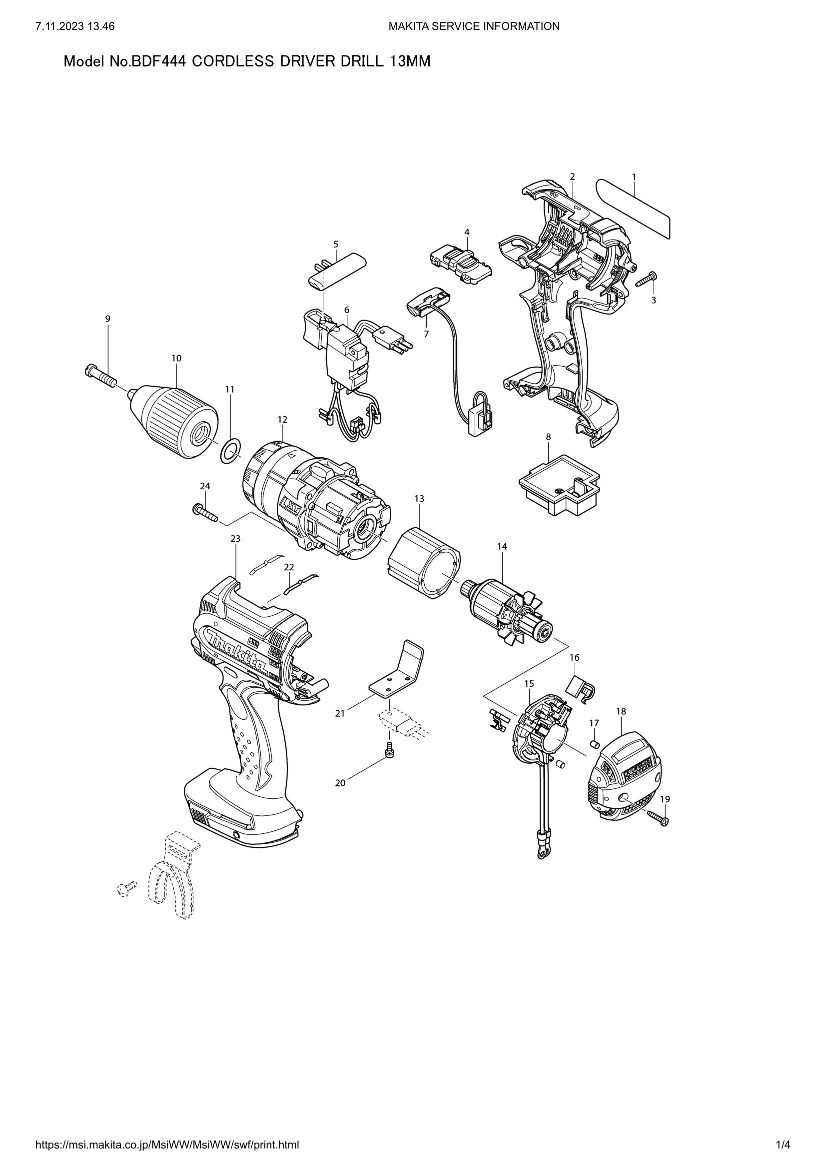 BDF444 exploded view