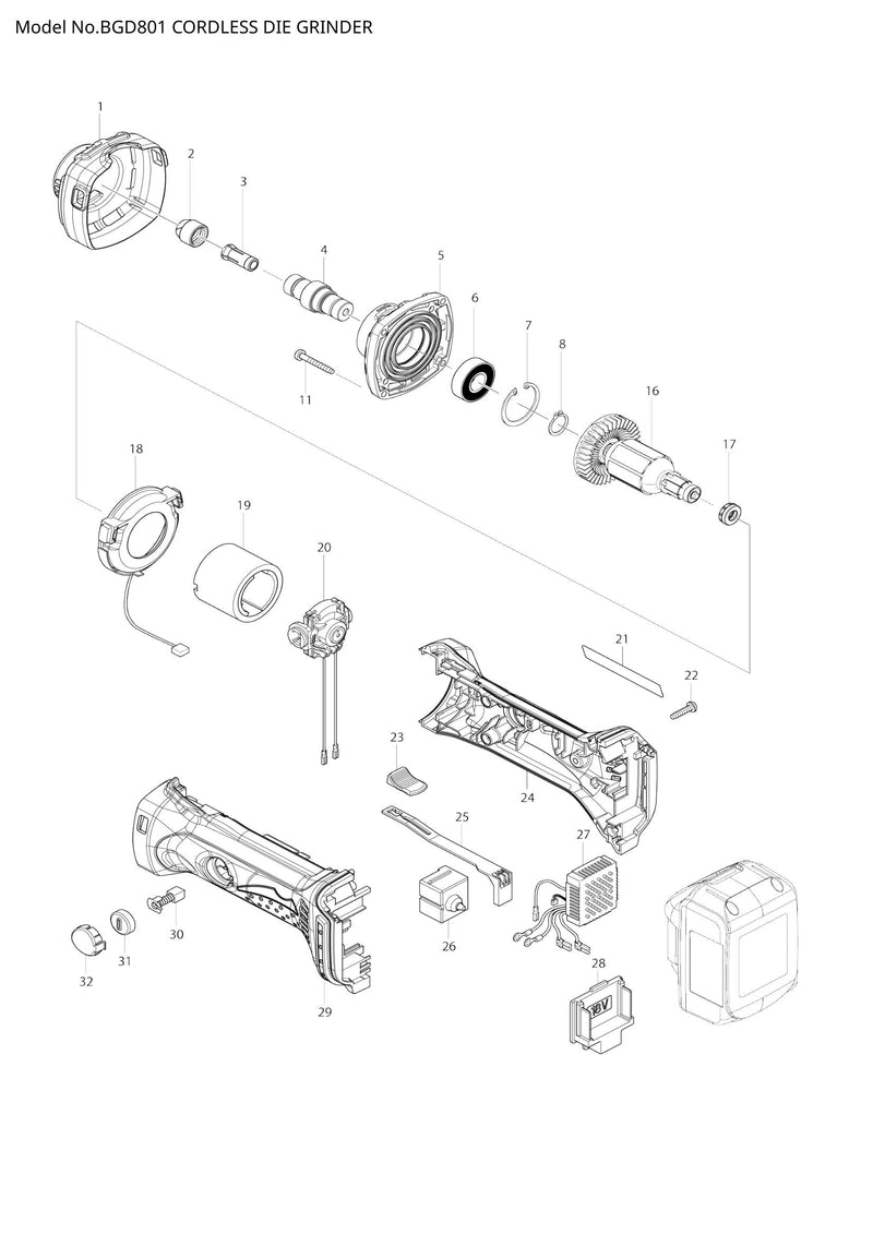 BGD801 exploded view