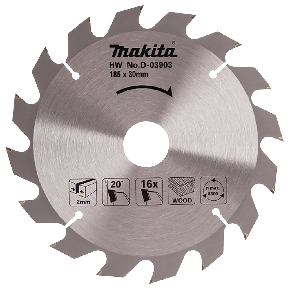 Makita D-03903 Kreissägeblatt, Standard T.C.T, 185 x 30 mm, 16 Z