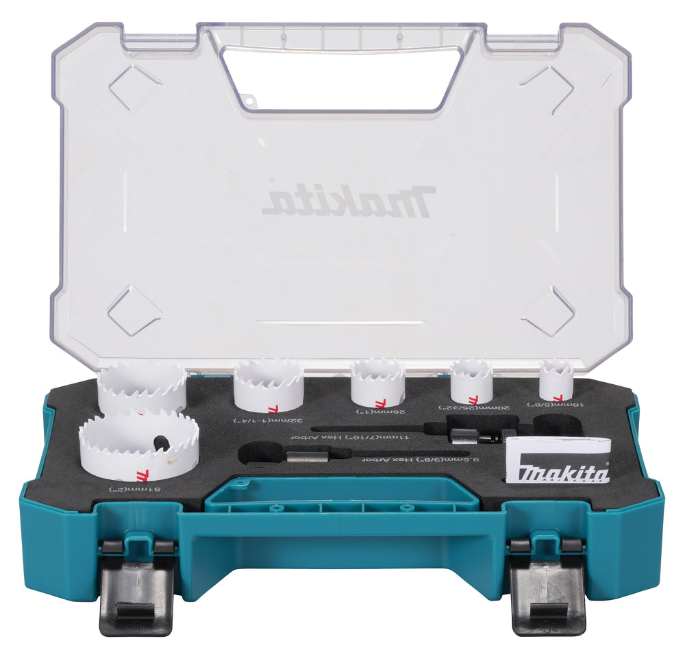 Makita D-47123 HSS Bi-Metal gręžimo karūnų rinkinys 9 dydžių (16,20,25,32,40,51)