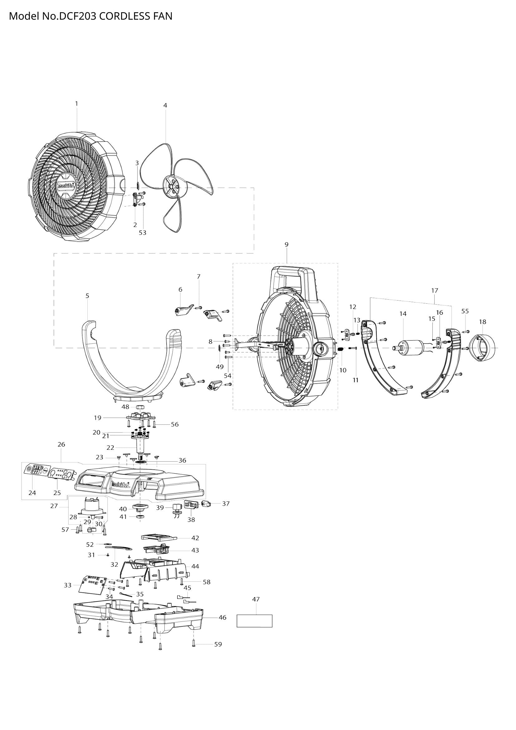 DCF203 exploded view