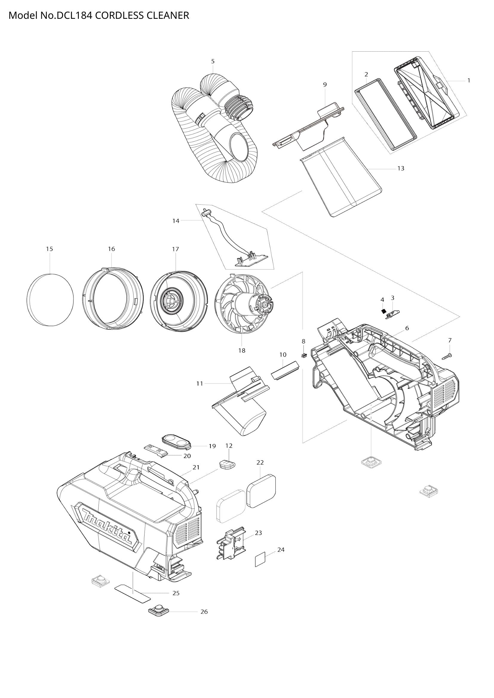 DCL184 exploded view