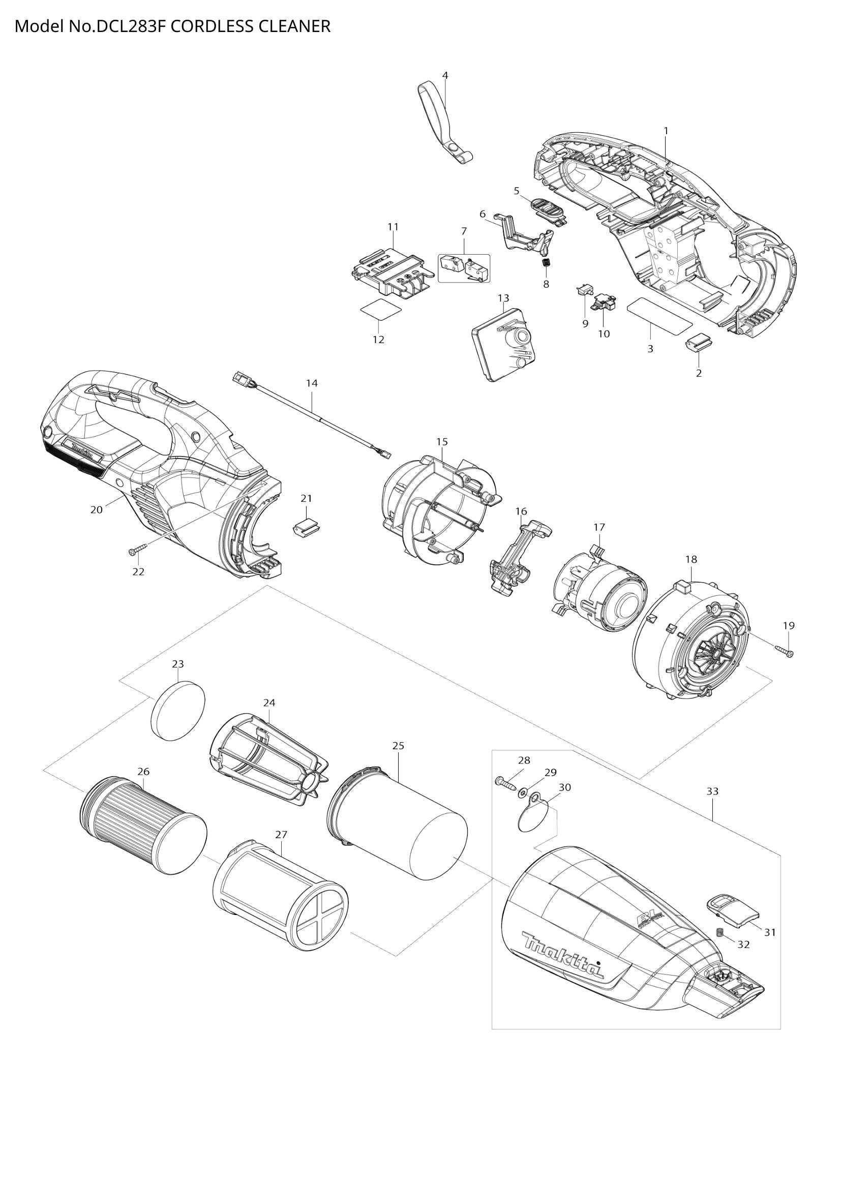 DCL283F exploded view
