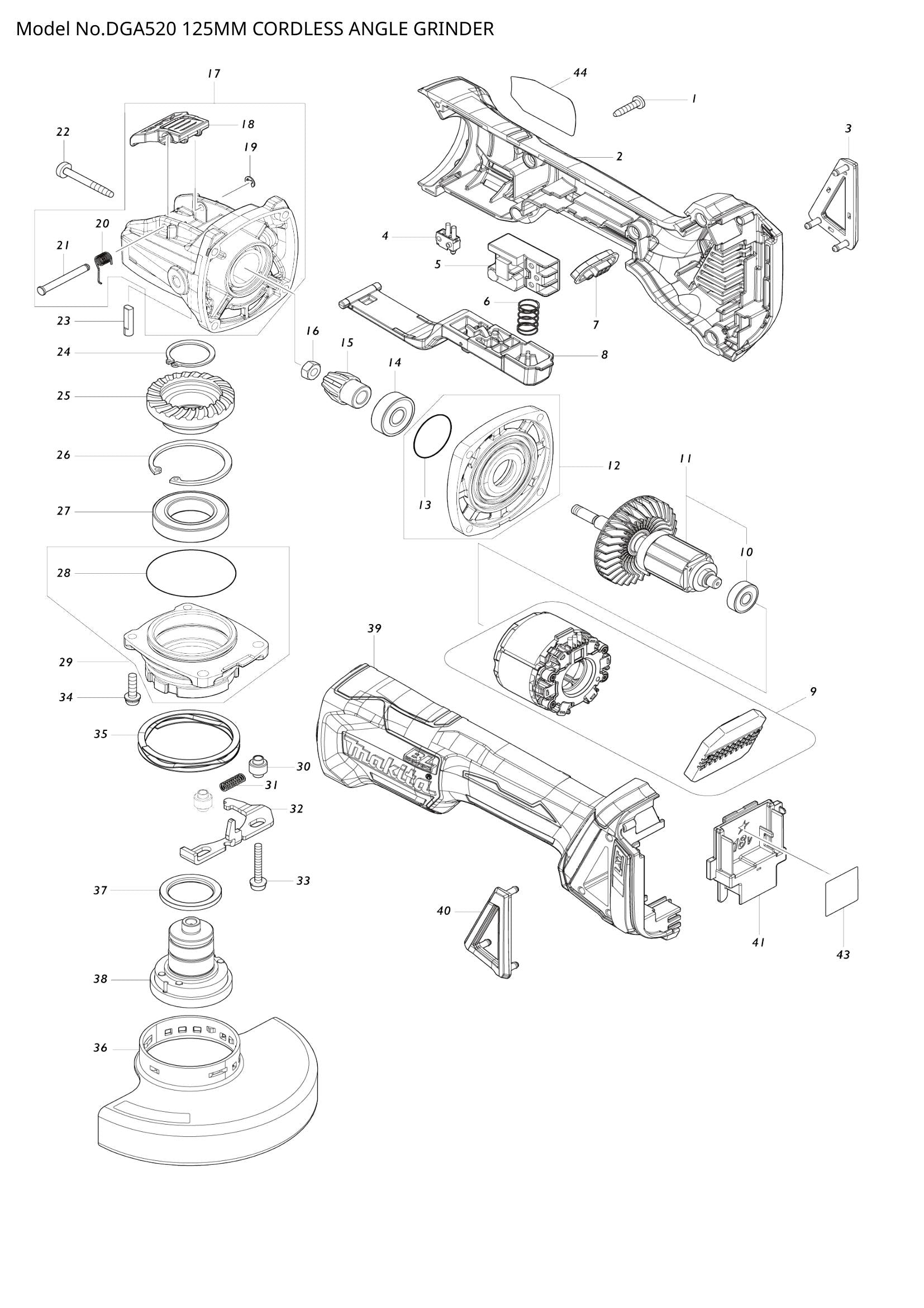 DGA520 exploded view