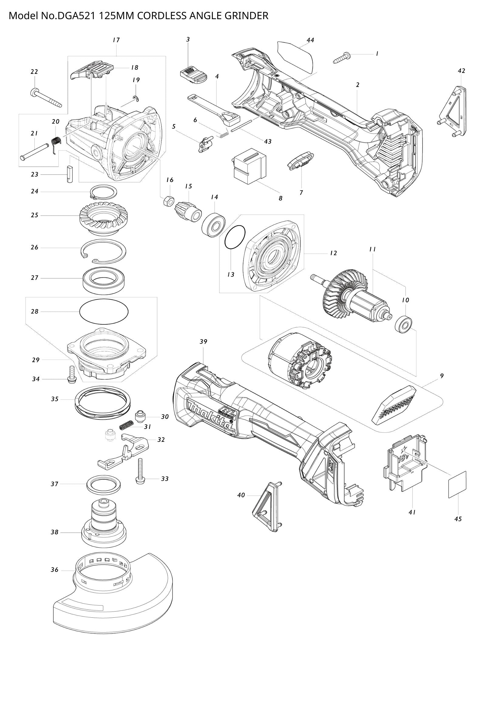 DGA521 exploded view