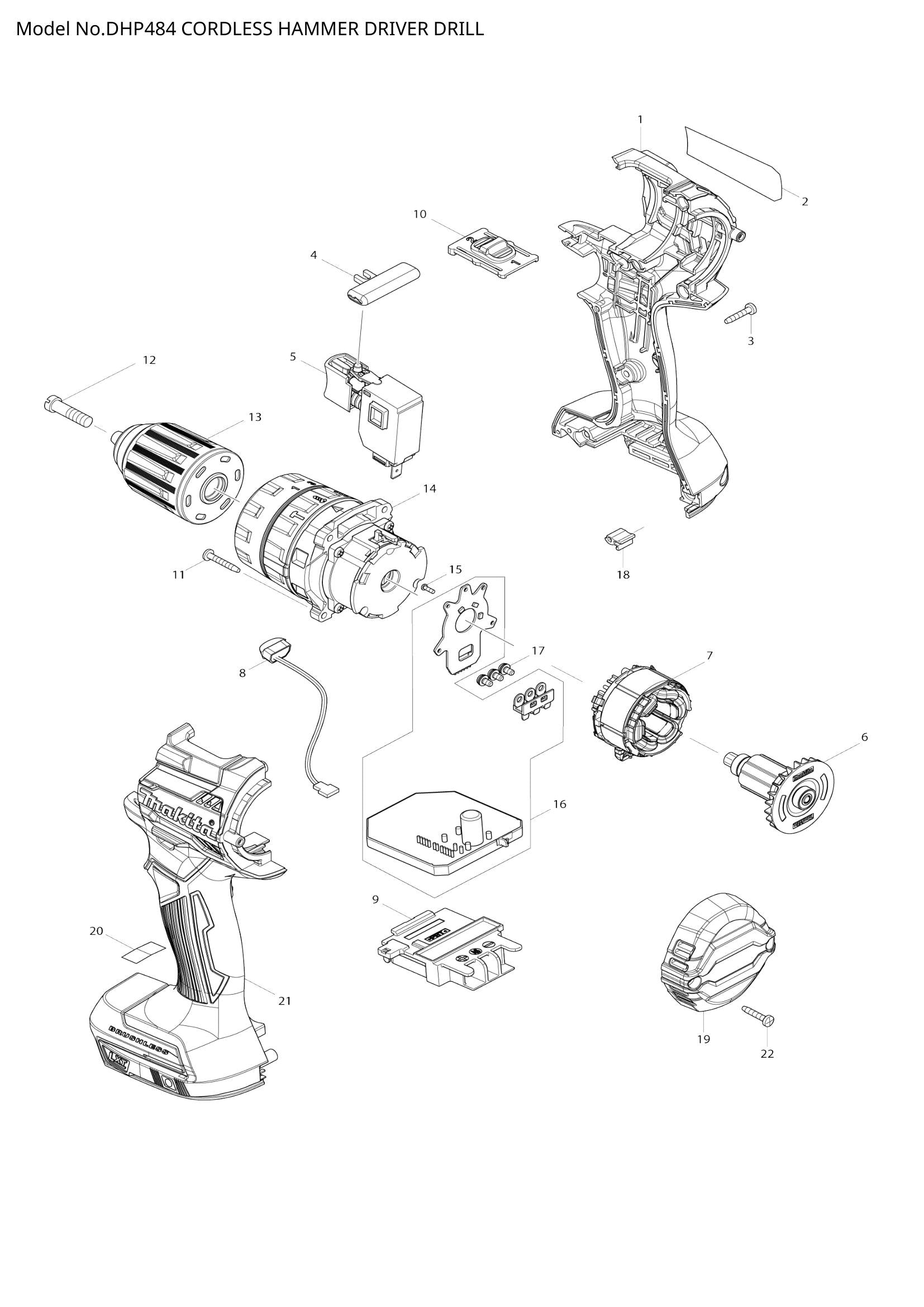 DHP484 exploded view