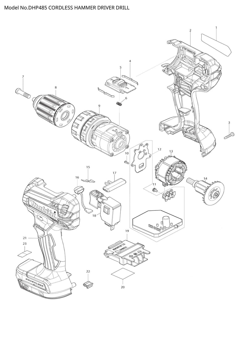 DHP485 exploded view