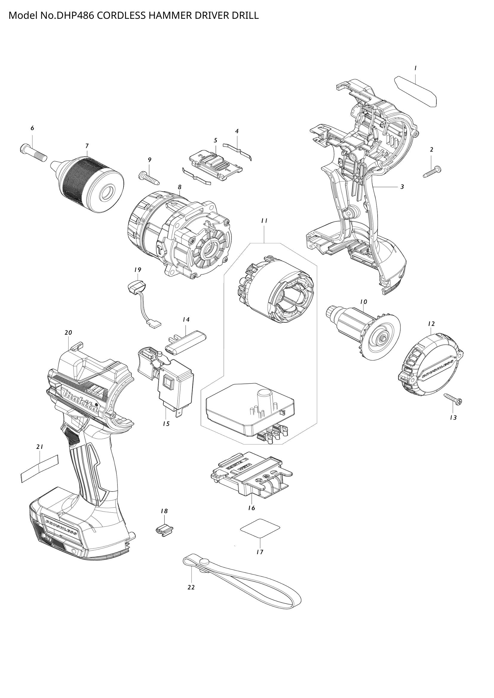DHP486 exploded view