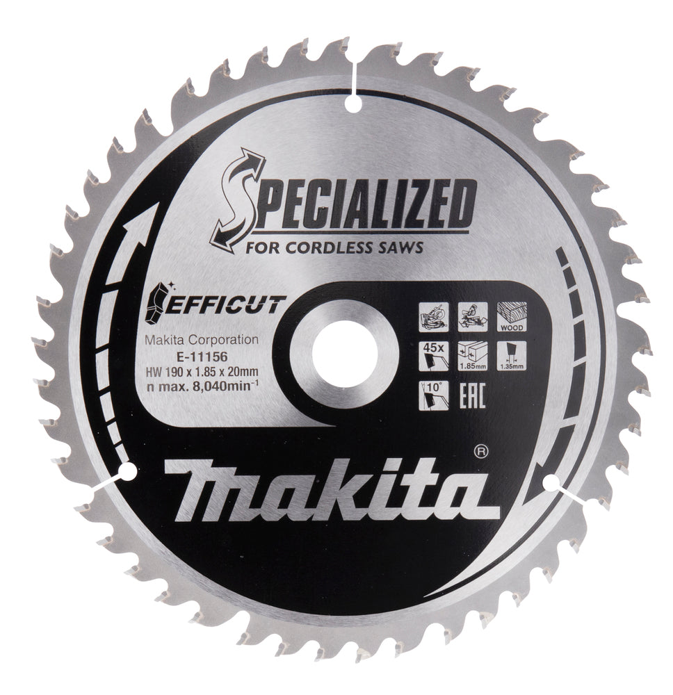 Makita E-11156 HM-Sägeblatt 190X20X1,85mm 10° T45 EFFICUT