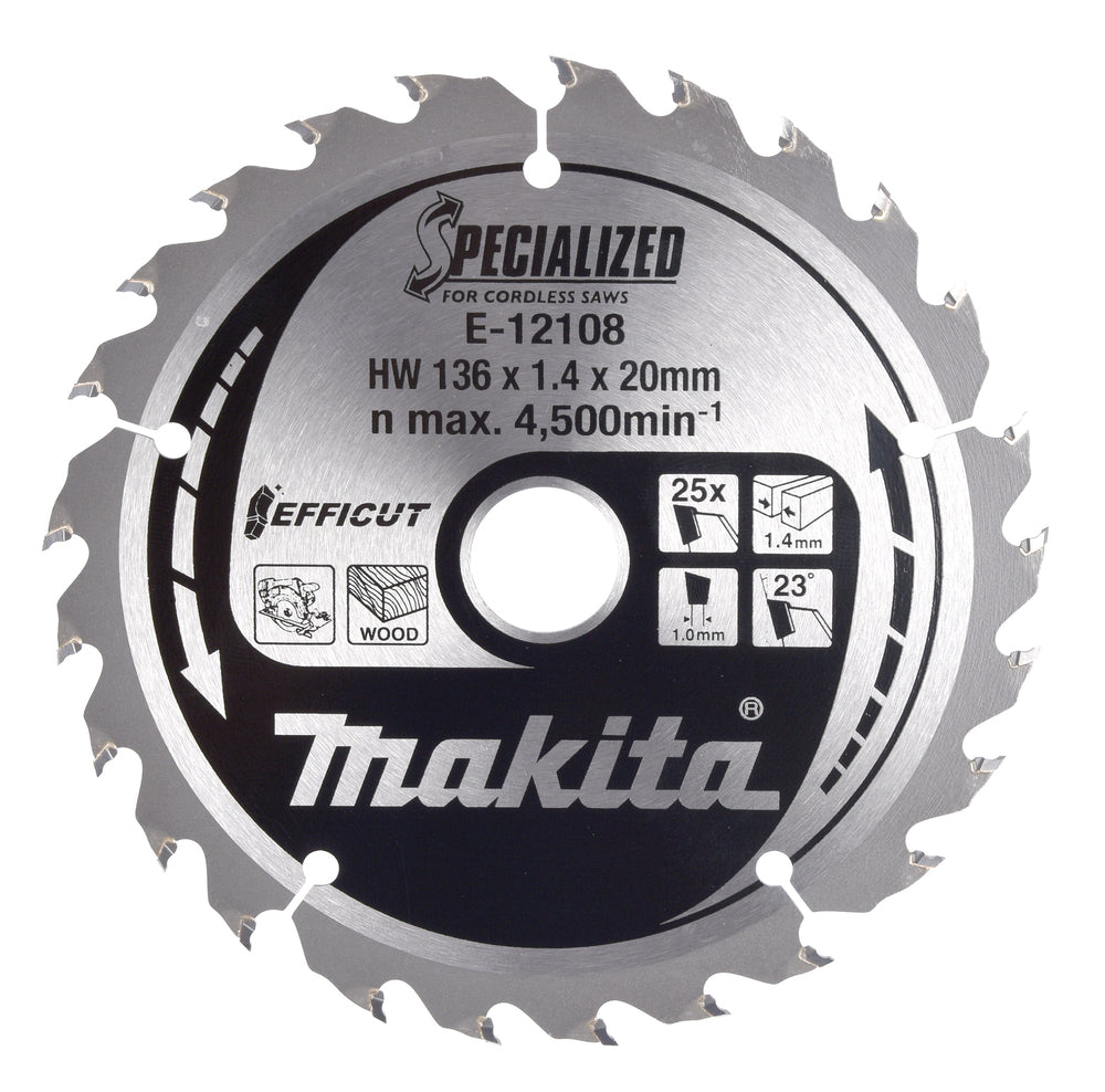 Makita E-12108 Kreissägeblatt, Efficut T.C.T, 136 x 20 mm, 25Z