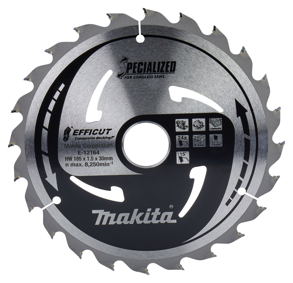 Makita E-12164 Kreissägeblatt, Efficut HM, 185 x 30 mm, 24 Z