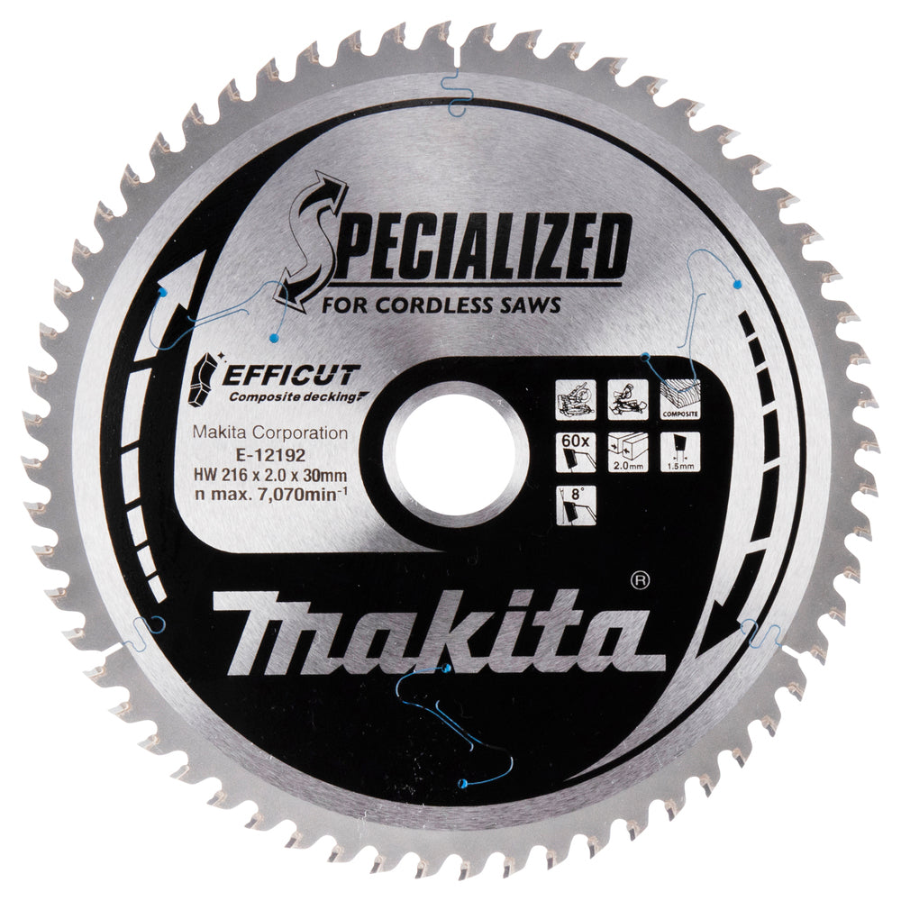 Makita E-12192 Kreissägeblatt, Efficut T.C.T, 216 x 30 mm, 60 Z
