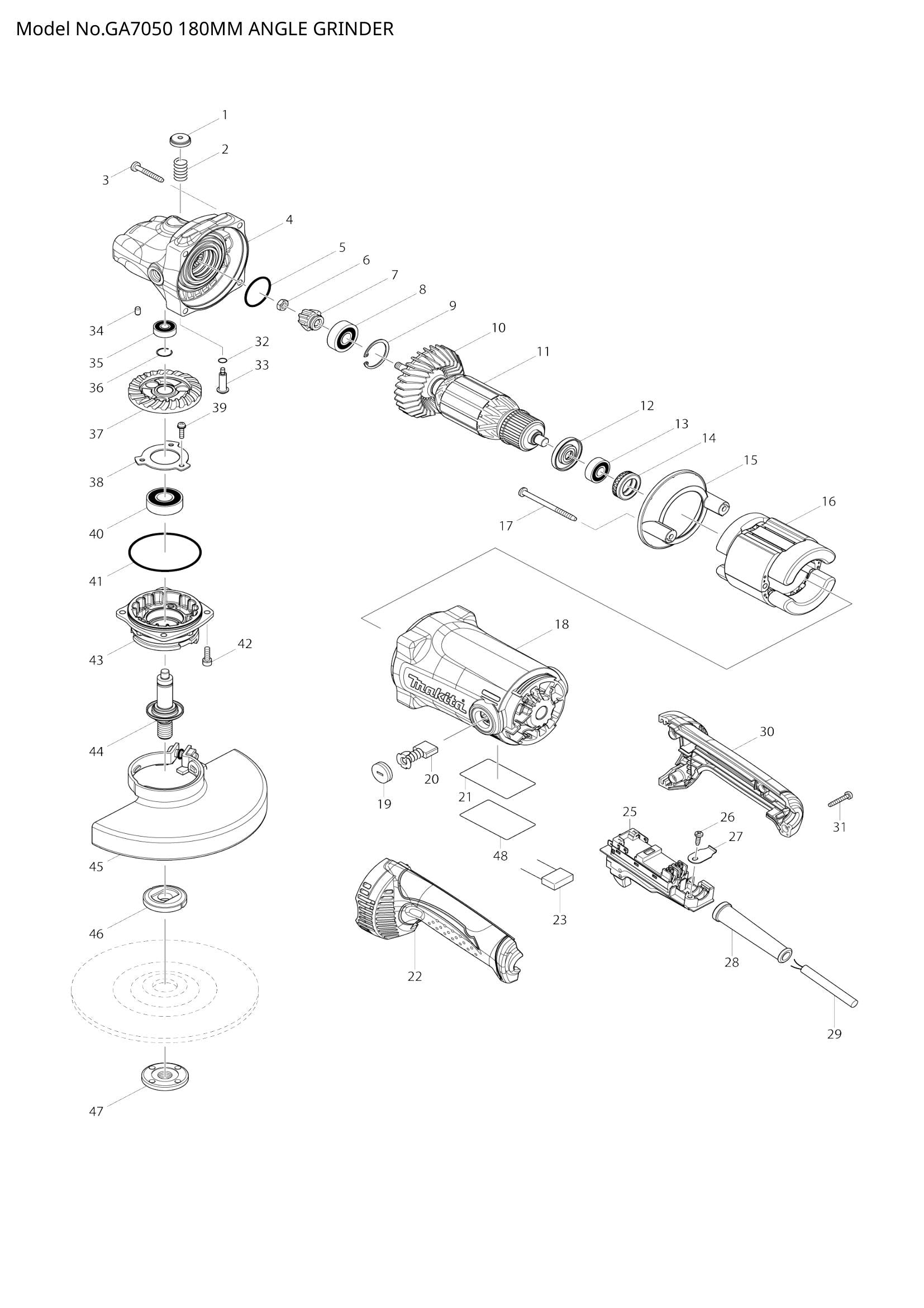 GA7050 exploded view