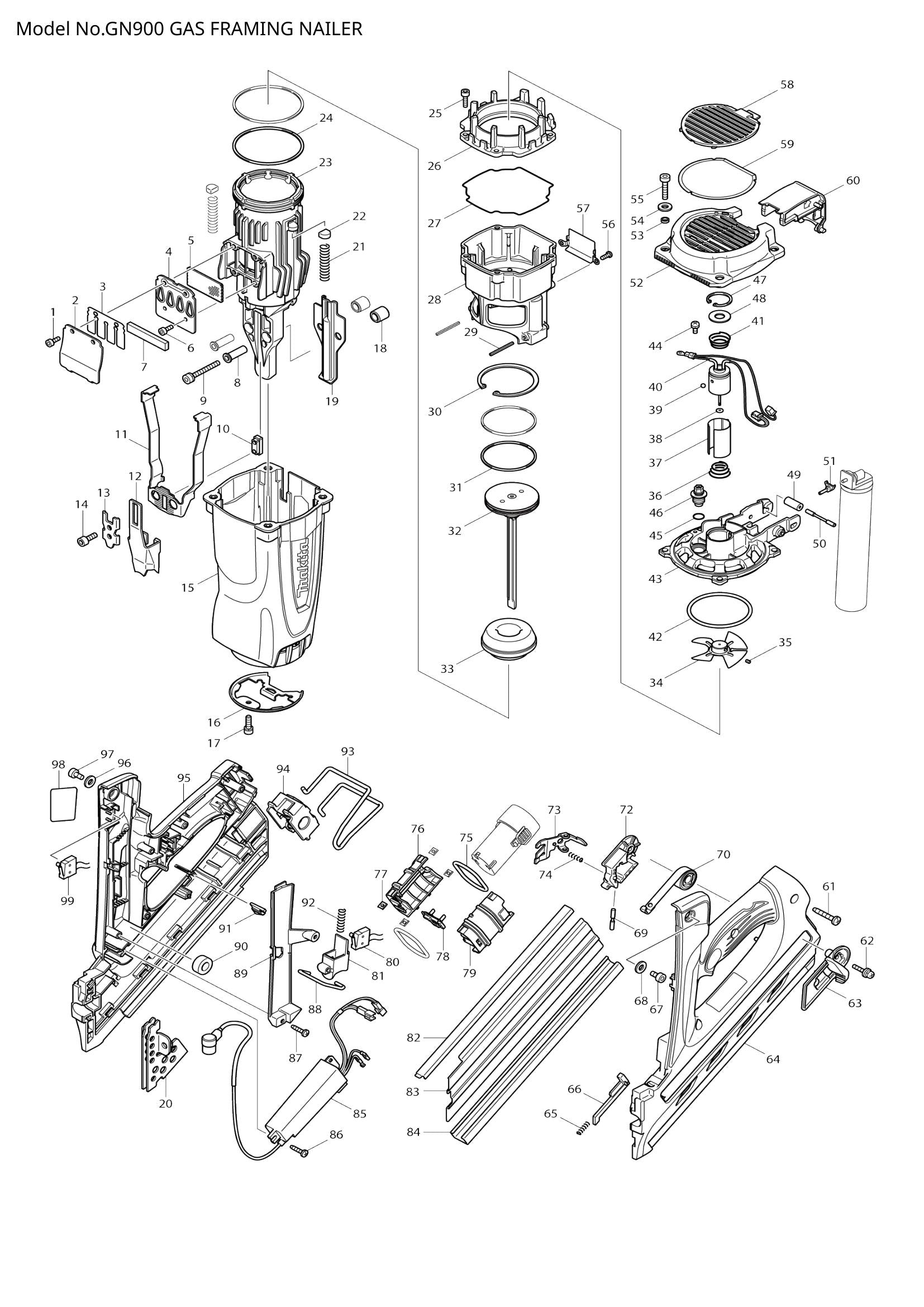 GN900 exploded view