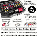 32pcs Quick Release Magnetic Screwdriver Bit Set CRV+PZ Socket Phillips Hex Slotted Fast Change Plastic Boxed