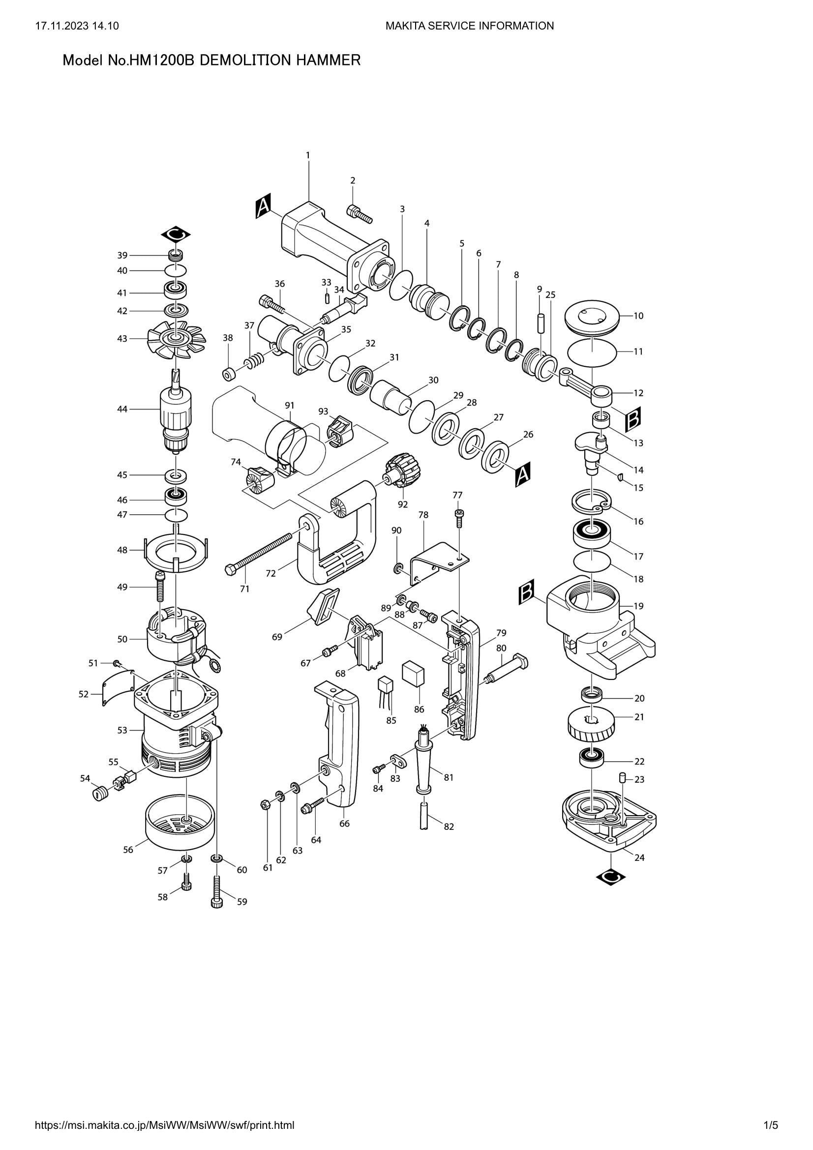 HM1200B exploded view