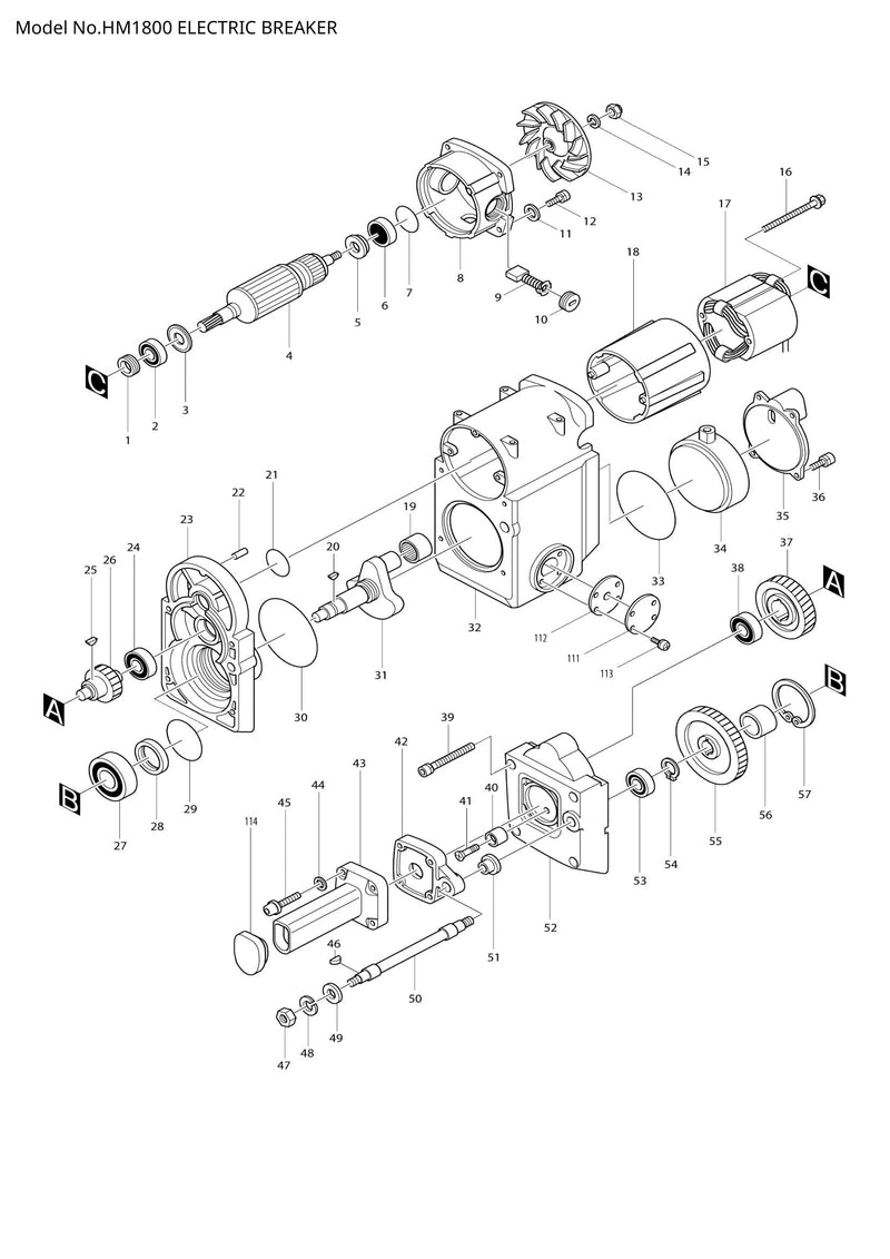 HM1800 exploded view