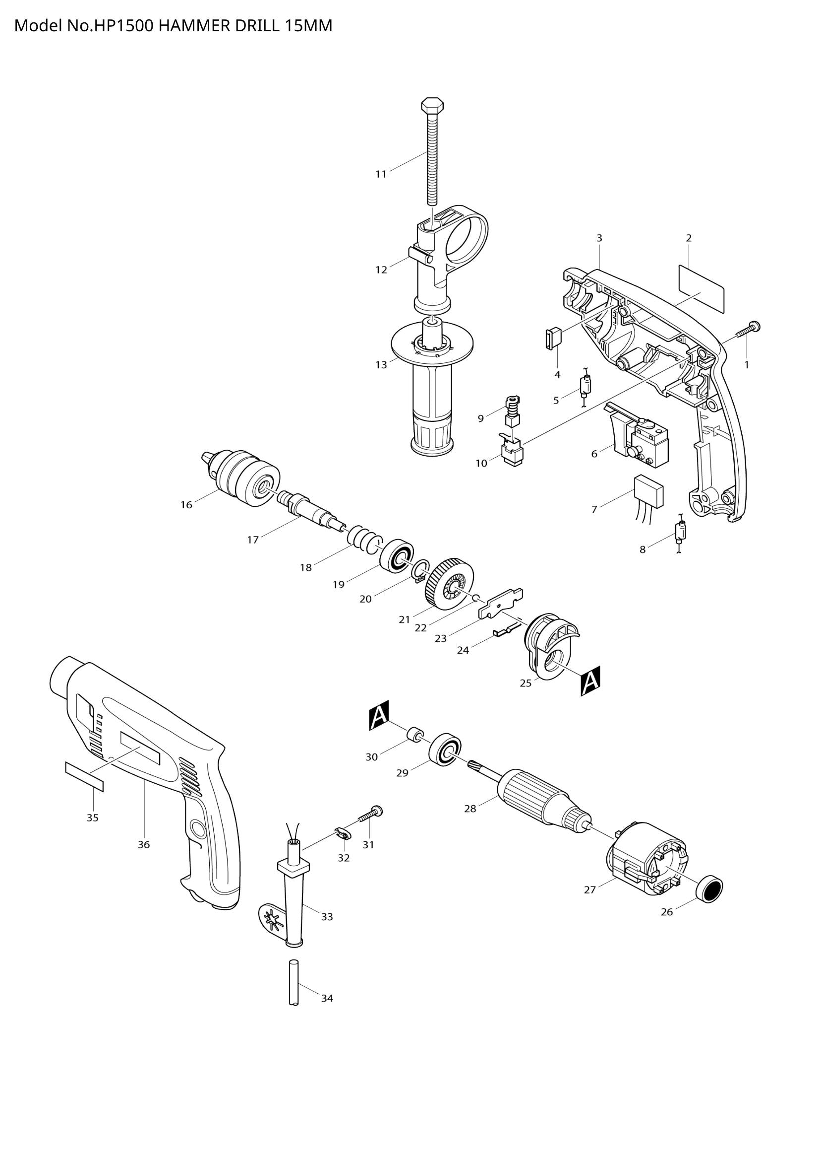 HP1500 exploded view