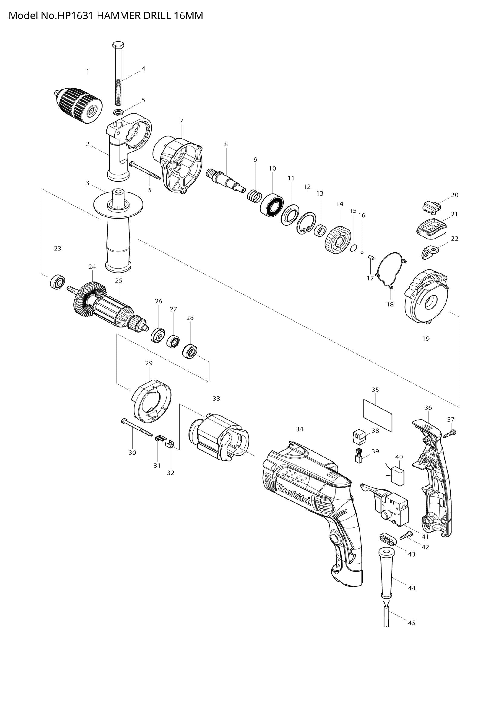 HP1631 exploded view