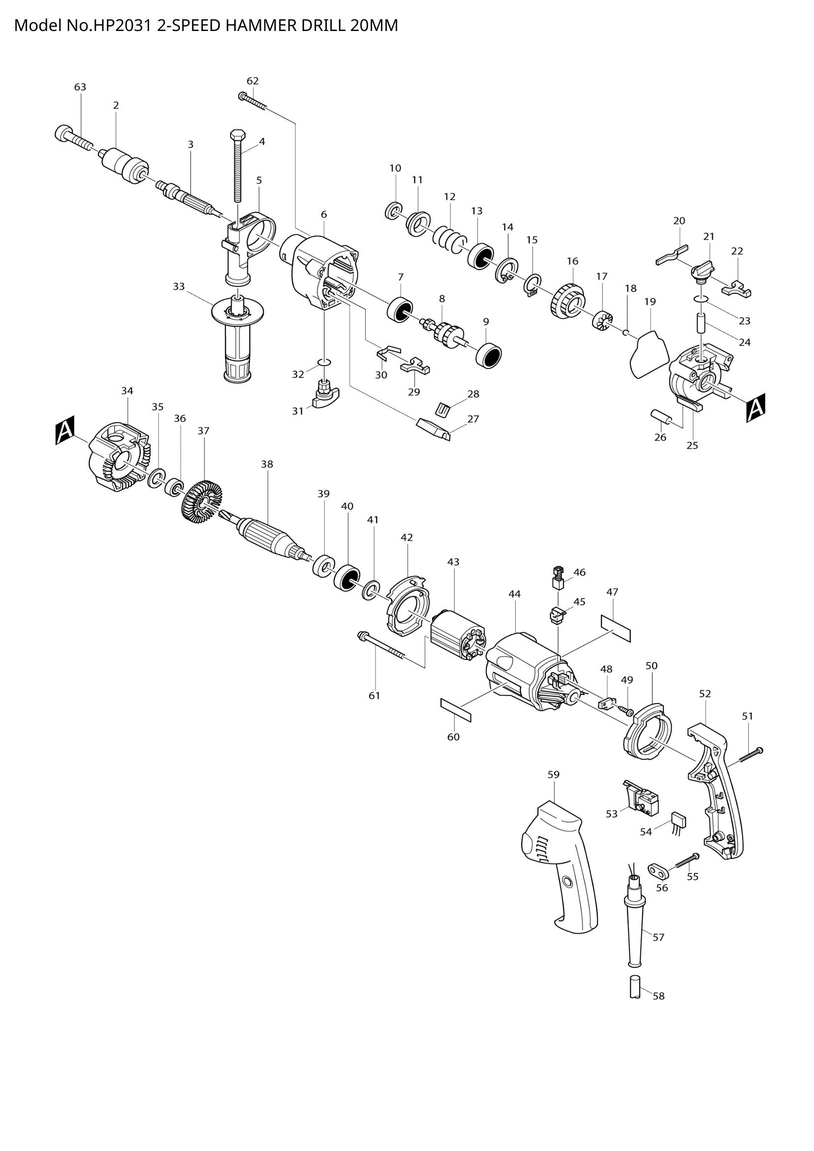 HP2031 exploded view